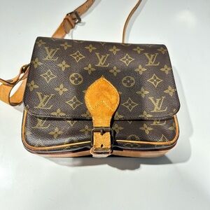 Louis Vuitton Monogram Crossbody Bag with Tan Accents